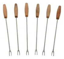 Comprar Pinches Para Fondiu Fondue Acero Inoxidable Mango Madera X6