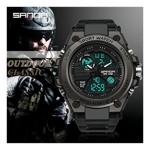 Relógio Sanda 739 Militar M09 À Prova D'água - Preto