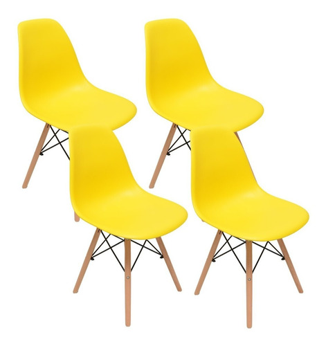 Cadeira de jantar Henn Decorshop Charles Eames DKR Eiffel, estrutura de cor  amarelo, 4 unidades