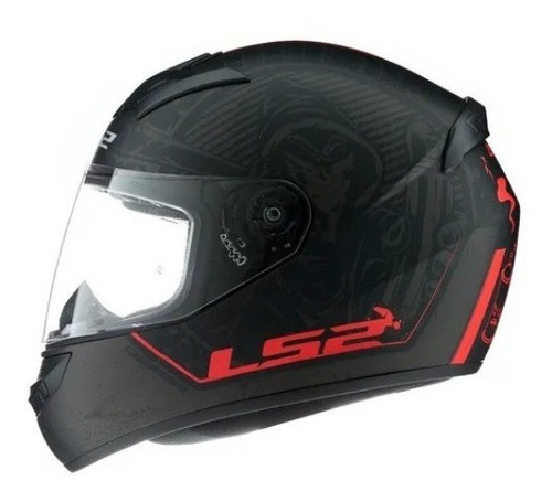 Casco Integral Ls2 352 Street Gris Rojo Negro Mate Motovega