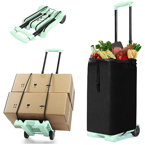 Carro De Compras Plegable Bolsa Extraible Resist 50kg Verde