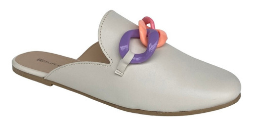 Imagen 6 de 10 de Zapato Mujer Flat Felipe Rentería Mules Dama Cadena Colores
