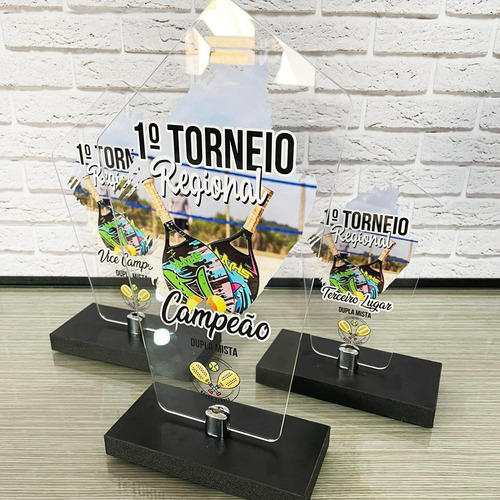 Troféus Personalizados Torneios Beach Tennis -kit 3un