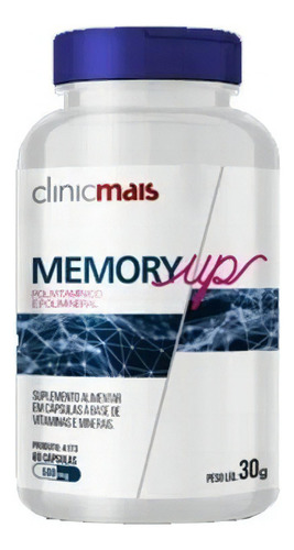 Memoryup Polivitamínico Clinicmais 500mg Com 60 Cápsulas Without flavor