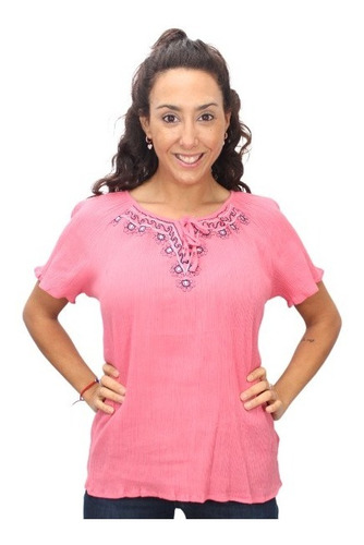 Blusa Bambula Bordada Con Cordon Amplia Importada