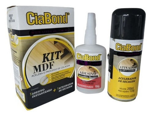 Cola ATIVADOR DE COLA INSTANTÂNEA CIANOCRILATO QFS Ciabond Kit MDF