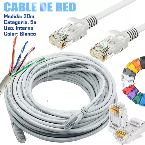 Cable De Red Internet 20 Metros Cable Rj45 Utp Cat 5e Lan In