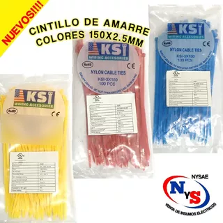 Cintillos O Atadores De Colores 150 Mm X 2.5 Mm