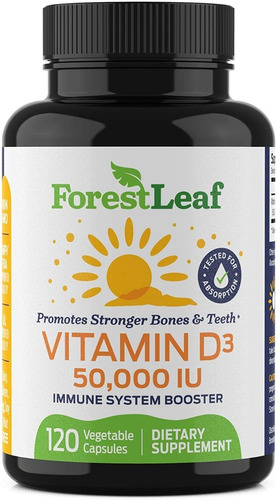 Vitamina D3 50000iu 1250 Mcg Forestleaf 120 Capsulas