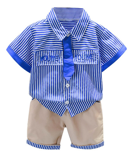 Camisa Casual De Caballero Con Corbata A Rayas Para Niños Y