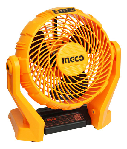 Ventilador Piso 3 Vel 7 20v Ingco Cfali2007 Estructura Amarillo Aspas Negras Diámetro 17.7 Cm
