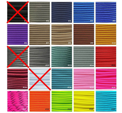 Imagen 1 de 6 de Paracord 5 Metros Cuerda 550 Tipo 3 - 50 Colores Made In Usa