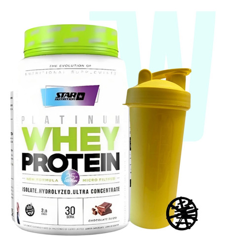 2lb Whey Protein Platinum Star Nutrition Proteina + Shaker 