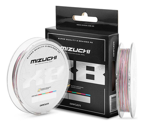 Linha Multifilamento Mizuchi 8x Multicor 0,34mm 300m Daisen Cor Colorida