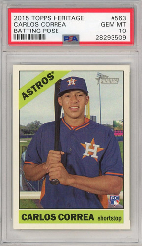 Graded 2015 Topps Heritage Carlos Correa 563 Batting Pose Ro