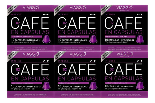 Pack 60 Cápsulas Intenso Viaggio Espresso Para Nespresso