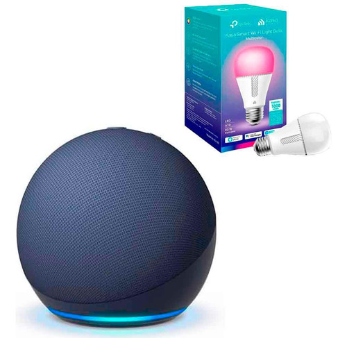 Pack Echo Dot 5ta Gen Alexa Azul + Foco Tp-link 60w Kl135