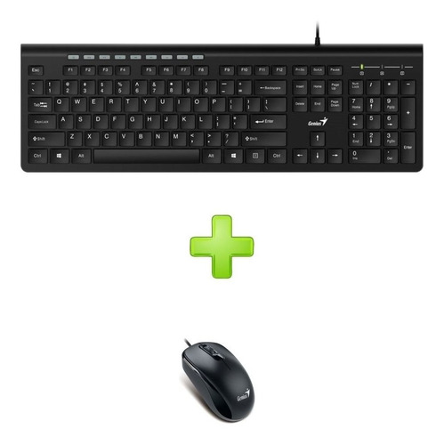 Teclado Genius Slimstar 230 Usb + Mouse Dx-110 Usb Negro