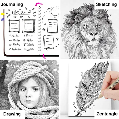 Juego De 16 Fineliners Para Dibujo En Tinta Negra Precisa