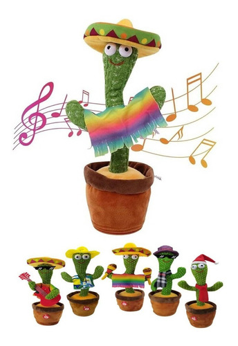 Cactus Bailarín 32 Cms Musical Habla Peluche Con Usb Juguete