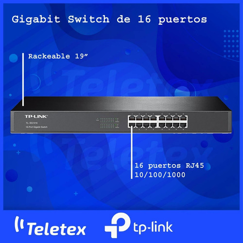 Imagen 3 de 6 de Switch Tp-link Tl-sg1016 - 16 Puertos