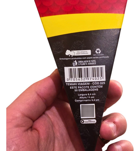 Caixa Para Temaki Delivery/viagem - Kit Com 100 Unidades