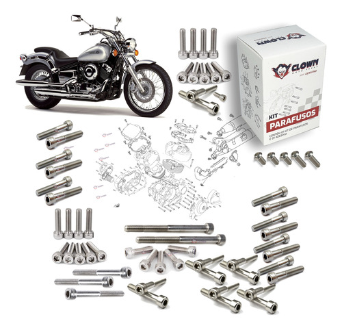 Clown Inox Kit Parafusos Motor Completo Xvs650 Dragstar Y13i