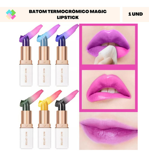 Batom Mágico Colorido E Fica Rosa 24h Longa Duração 1 Und Cor Blue (Azul)