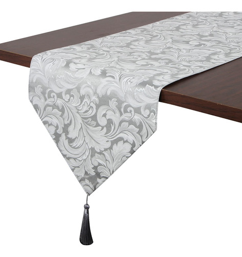 Ehousehome Camino De Mesa Reversible De Damasco Jacquard Gri