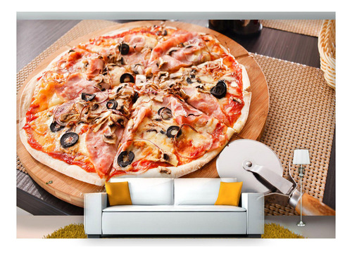 Papel De Parede Rodízio Pizza Gourmet 3d Al134