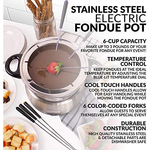 Olla De Fondue Electrica De Acero Inoxidable Color Plateado