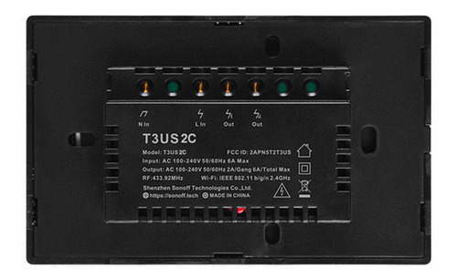 Imagen 3 de 10 de Sonoff T3us2c-tx 2 Gang Smart Wifi Interruptor De Luz De Par