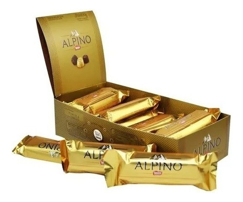 Chocolate ao leite Alpino Nestlé caixa 22 unidades de 25g 