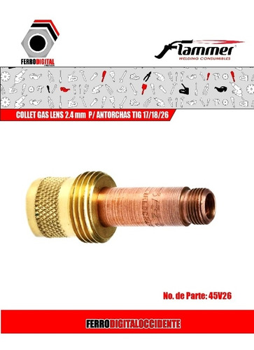 Imagen 2 de 4 de Collet Gas Lens 2.4 Mm P/ Antorchas Tig 17/18/26