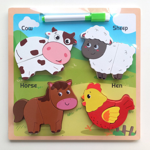 Juego Infantil De Encastre Didáctico 2 En 1 Puzzle + Pizarra