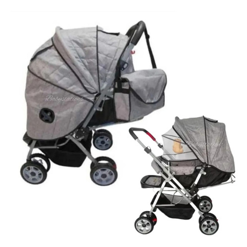 Imagen 2 de 10 de Coche Bebe Reversible+ Pañalera+cubrepie+ Toldillo+ Musical