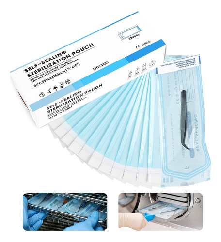 200 Piezas Bolsa Para Esterilizar Autosellable 9x23 Cm