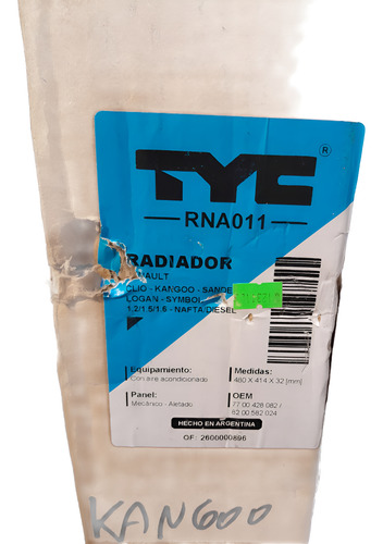 Radiador Renault Clio,kangoo,sendero,logan, Símbolo 1.2/1.5/
