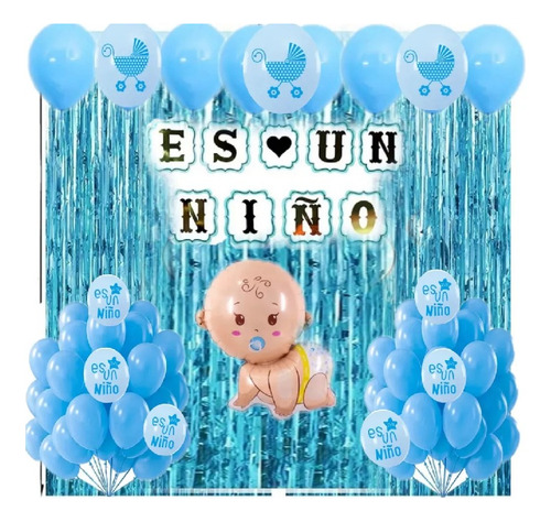 Set Decoracion Baby Shower Globos Banderin Niña Niño