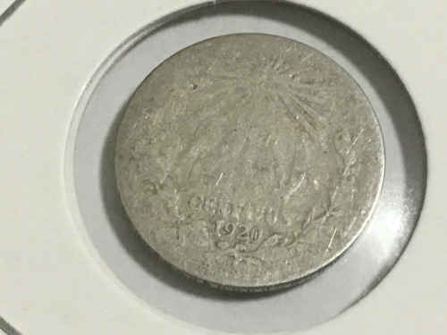 Moneda 20 Centavos Resplandor 1920 Plata Ley 0.720