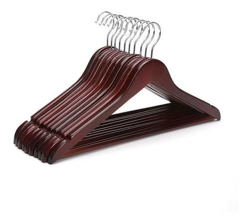 Perchas De Madera Chocolate Lustradas X 100 Unid. Premium