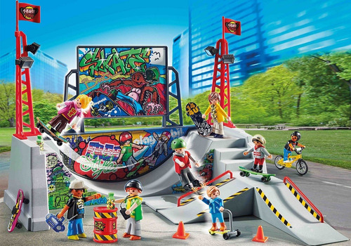 Playmobil Parque D Patinaje Skate Diversiones Acuático Feria