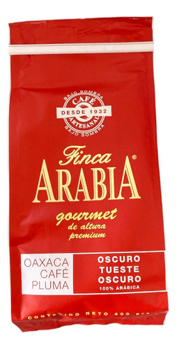 Cafe Finca Arabia Gourmet Premium 400g Molido Oscuro Oaxaca