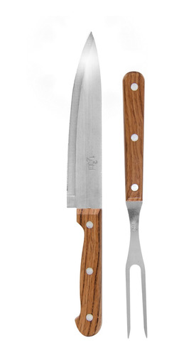 Imagem 6 de 7 de Kit Faca Para Churrasco Garfo Inox Cozinha Chef Profissional