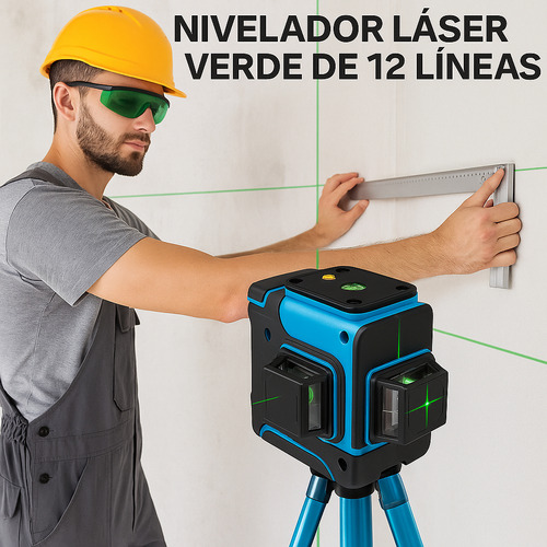 Nivel Laser 12 Lineas Verde 360 + Tripode 1.5m Ajustable