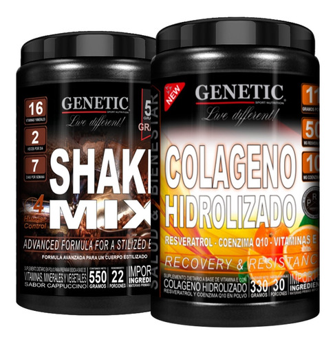 Reemplaza Comida Shake Mix Colágeno Hidrolizado 330g Genetic
