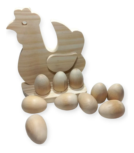 Gallina Porta Huevo De Madera Hermoso Adorno Nórdico 