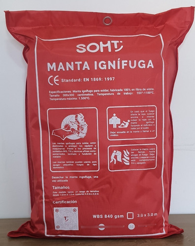 Mantas Ignífugas 100% Fibra De Vidrio 1.100°c 4m X 4m