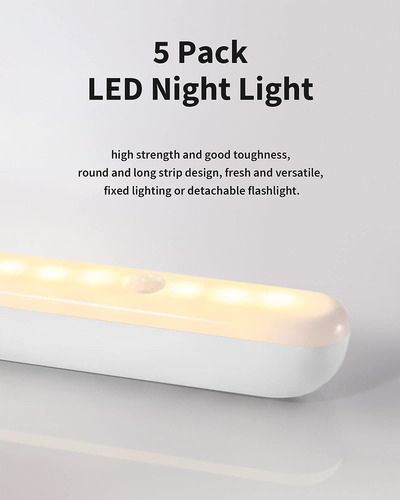 Paquete De 5 Luces Led De Noche, Lámpara De Gabinete Con Sen