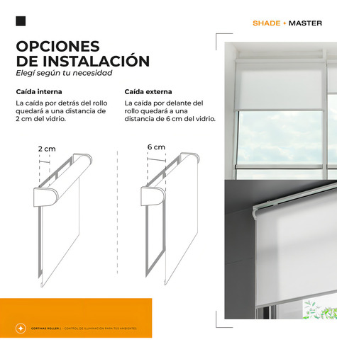 Cortina Roller Sunscreen 100x120cm Shade Master Premium Color Blanco CORT1000